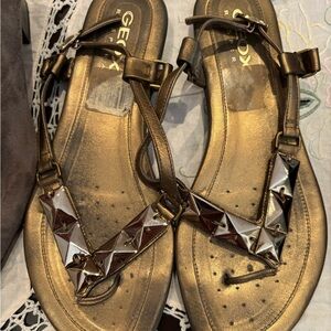 Geox Women's Metallic Sandals with Studded Design